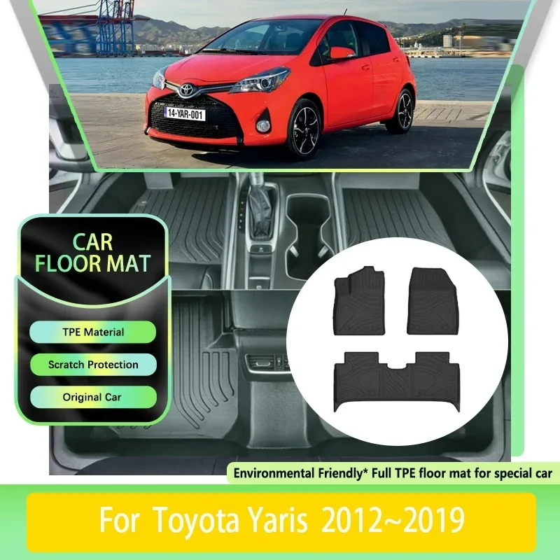 

TPE Car Floor Mats For Toyota Yaris XP130 NCP131 Vitz 2012 2013 2014~2019 Waterproof Leather Pads LHD Foot Rugs Auto Accessories