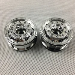 Front Wheel Plastic Electroplated Hub Round Hole for 1/14 Tamiya RC Truck Trailer Tipper Scania 770s Benz Actros Volvo MAN LESU