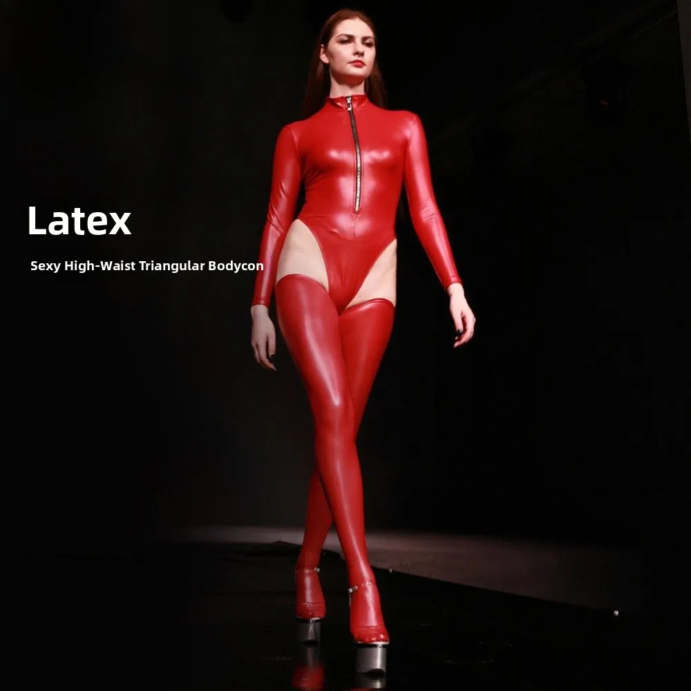 جديد المرأة قطعة واحدة ملابس داخلية عالية سبليت T-المنشعب اللاتكس النايلون الملابس الداخلية البطن التحكم الجمال بدلة للجسم مريحة تناسب #1