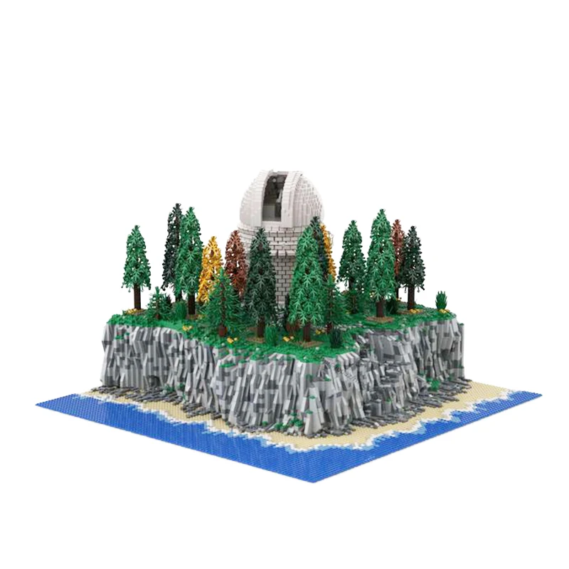 Bloc de construction d'architecture modulaire, création artistique, observatoire Cliffside, modèle à assembler, Puzzle en brique, jouet, cadeaux de noël, MOC-89835