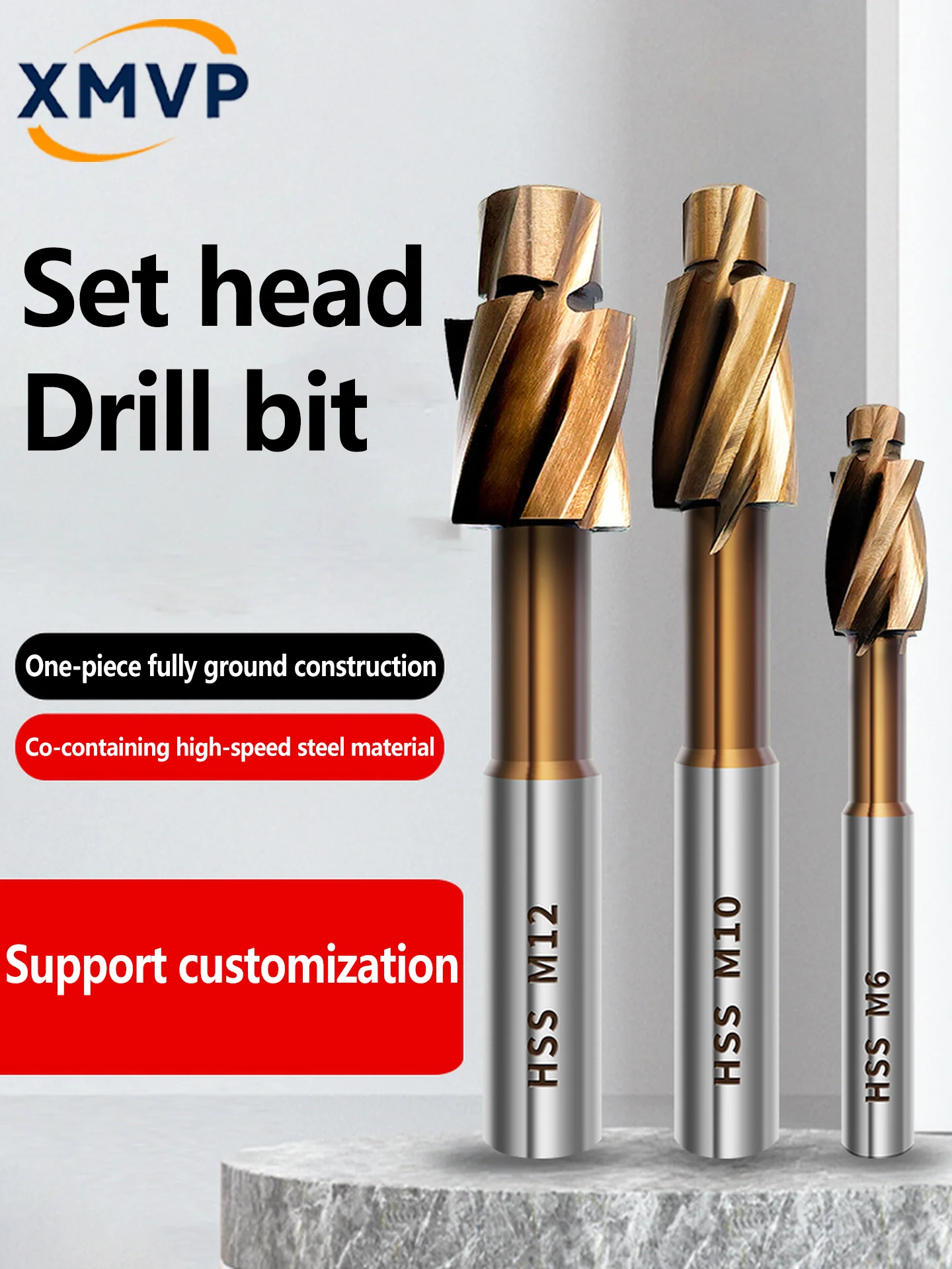 

Flat-bottomed boring bit for deep holes, collet-type drill for conical shafts, cobalt-containing high-speed steel M3 M4 M5 M6 M8