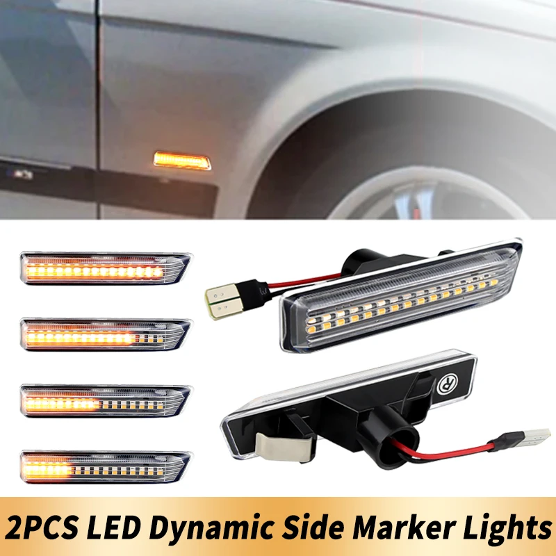 

2PCS 12V Clear Lens Amber LED Side Marker Turn Signal Light Canbus For BMW 3 Series E36 M3 Facelift model X5 E53 Car Accessories