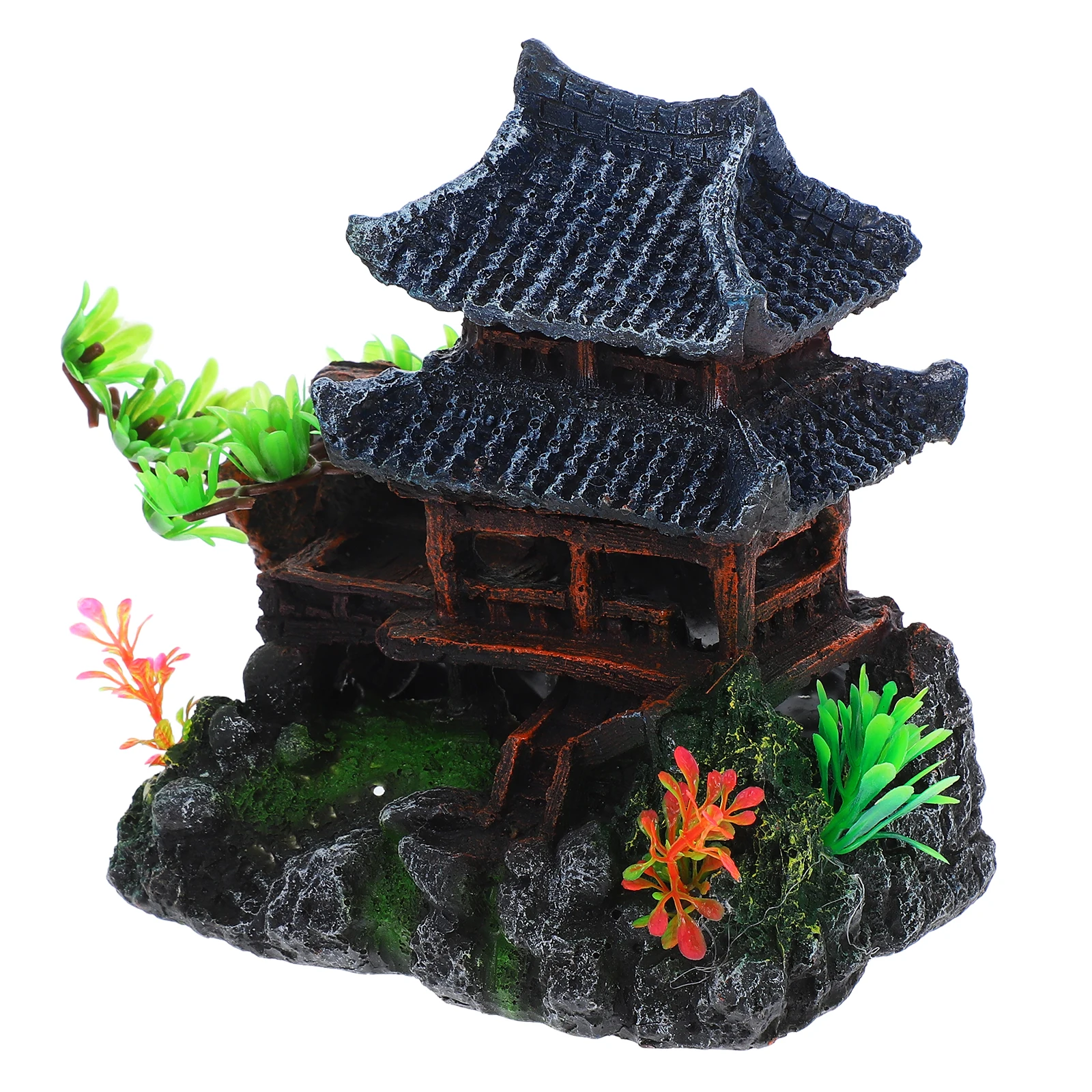 

Vintage Aquarium Resin Chinese Style Hut Creative Fish Tank Cabin Shelter Landscape Decoration Fish Ornament