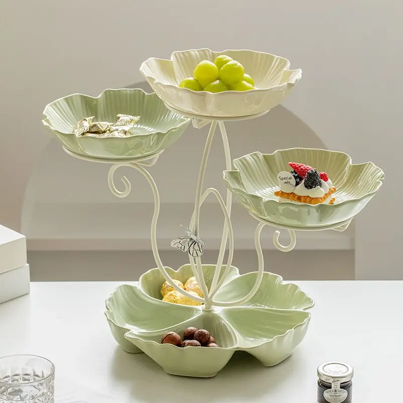 contrasting fruit plate, high-value candy plate, multi-layer light luxury ceramics, dried fruit plate, household snack plate