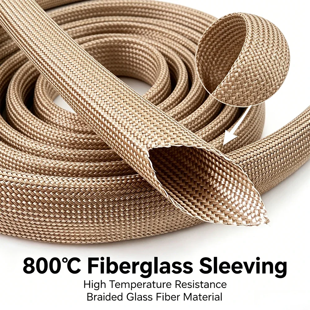 ID 1 ~ 30mm Fiberglass Sleeve 800 Deg.C High Temperature Insulation Alkali free glass fiber tube For Various Wire Harnesses