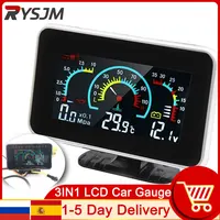 Medidor de presión de aceite Digital 3 en 1 LCD para coche, voltímetro, medidor de temperatura del agua, Sensor de presión de aceite 1/8 NPT + Sensor de temperatura del agua de 10mm