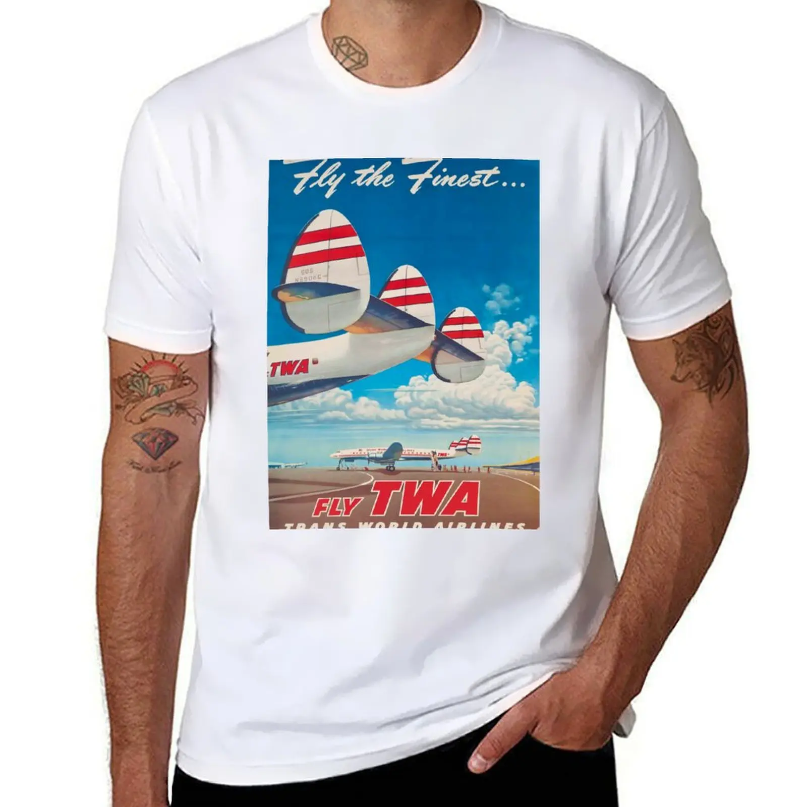 

Fly the Finest vintage travel poster T-Shirt t shirt man plain man t shirt designer men t shirt cotton 100% T-shirt