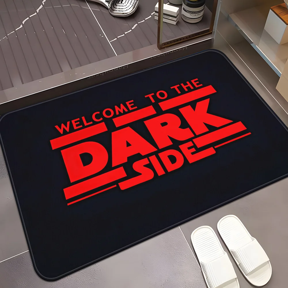 Welcome to The Dark Side Doormat - Space Themed Non-Slip Flannel Floor Mat for Bedroom - Washable Sci-Fi Decor Carpet Rug