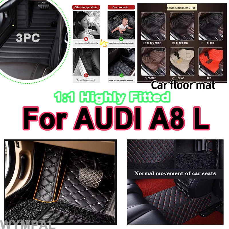 

Luxury Leather Car Mats For AUDI A8L D3 4E W12 5seat 2006~2010 Anti-dirt Pad Carpets Floor Mat Rugs Pad Interior Parts Car Acces