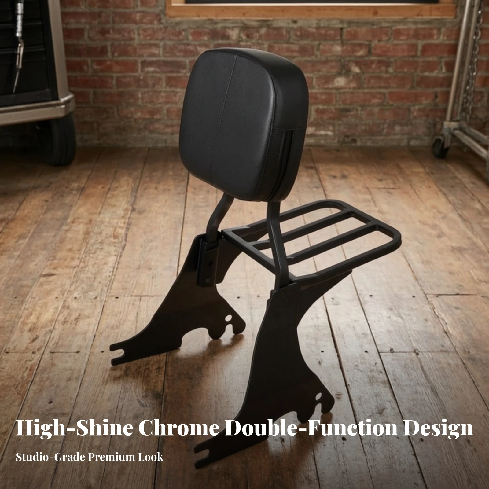 Motorcycle Backrest with Luggage Rack Heavy-Duty Passenger Backrest with Luggage Rack Easy to Install Powder Coated
