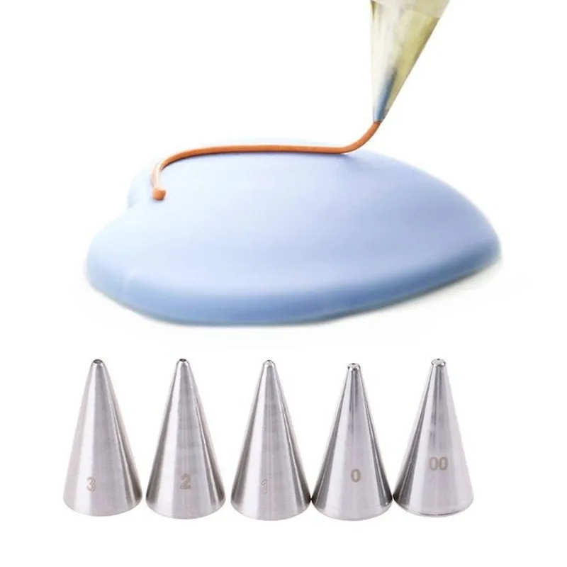 5pcs Stainless Steel Icing Piping Nozzles Set Writing Cake Decorating Tools Cream Pastry Tips Pastry Nozzles Set For Kitchen