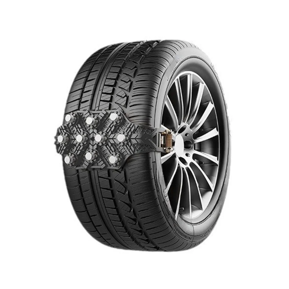4PCS Snow Chains Winter Tire Chains Thickened Link Design Adjustable Safety Buckles Nonslip Particles Sturdy Nylon Straps