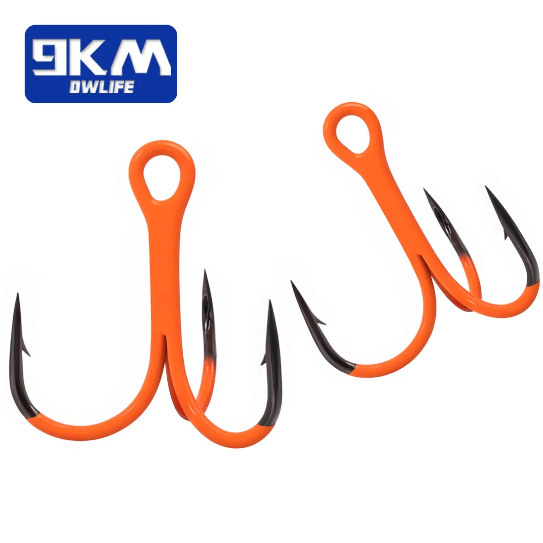 10 Peças de Anzóis Triplos UV Laranja para Pesca, Anzóis Triplos Farpados de Aço de Alto Carbono Ultra Glass para Iscas de Água Doce e Água Profunda