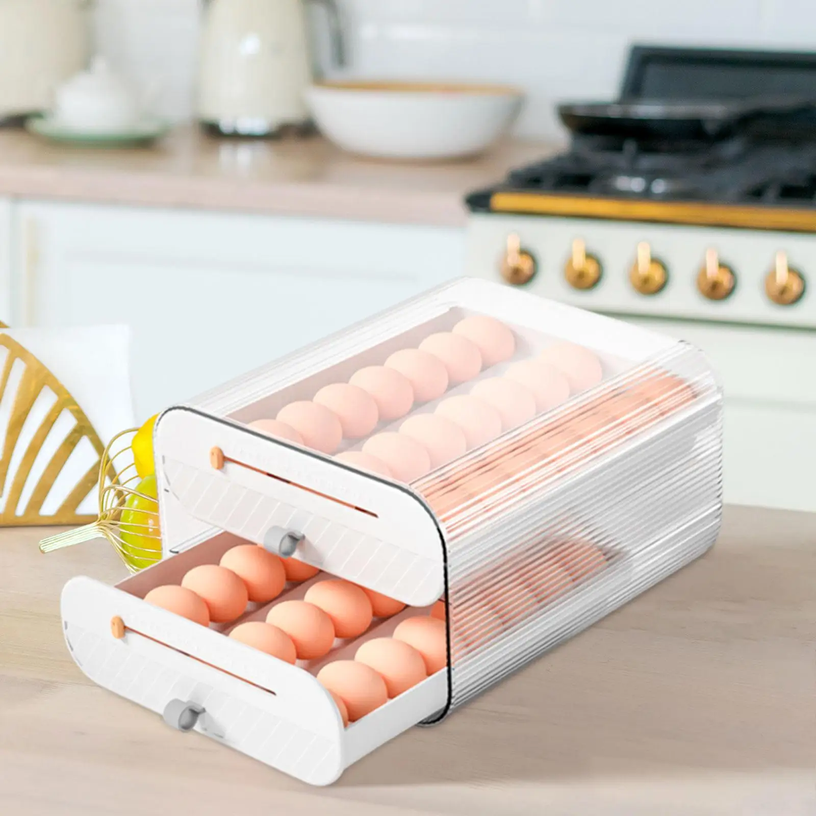 Egg Holder Tray Eggs Storage Tray Transparent Stackable Refrigerator Organizer