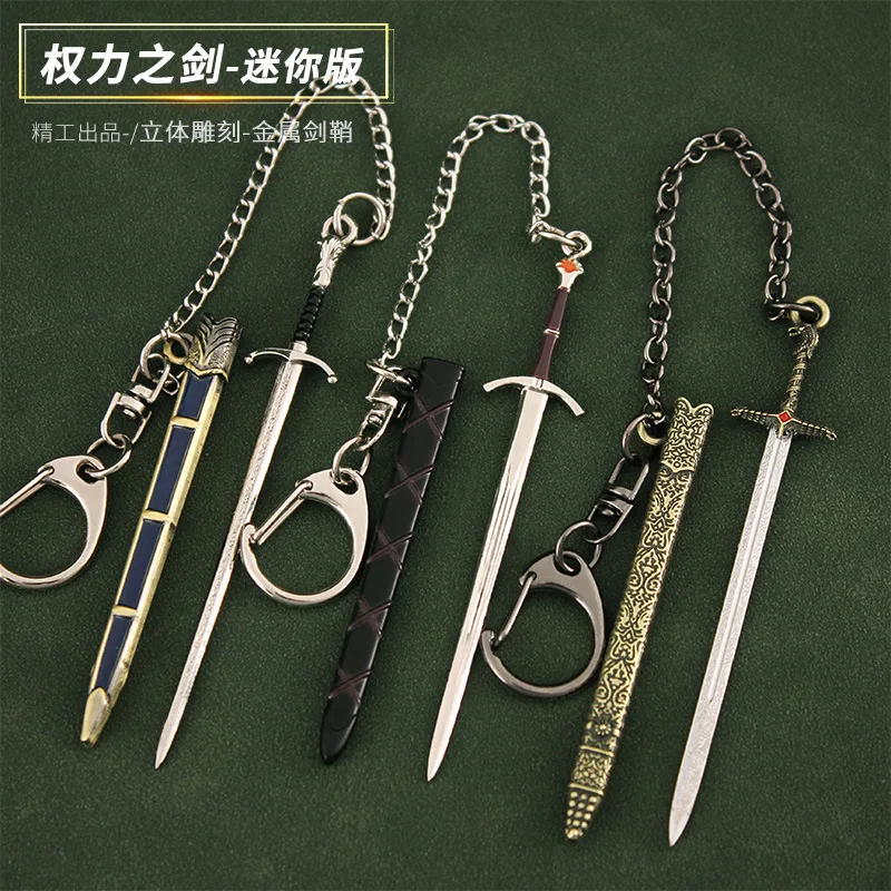 9cm Oathkeeper Sword Jaime Lannister Game Brienne of Tarth Thrones GOT Mini Metal Weapon Keychain 1/12 Doll Equipment Accessorie