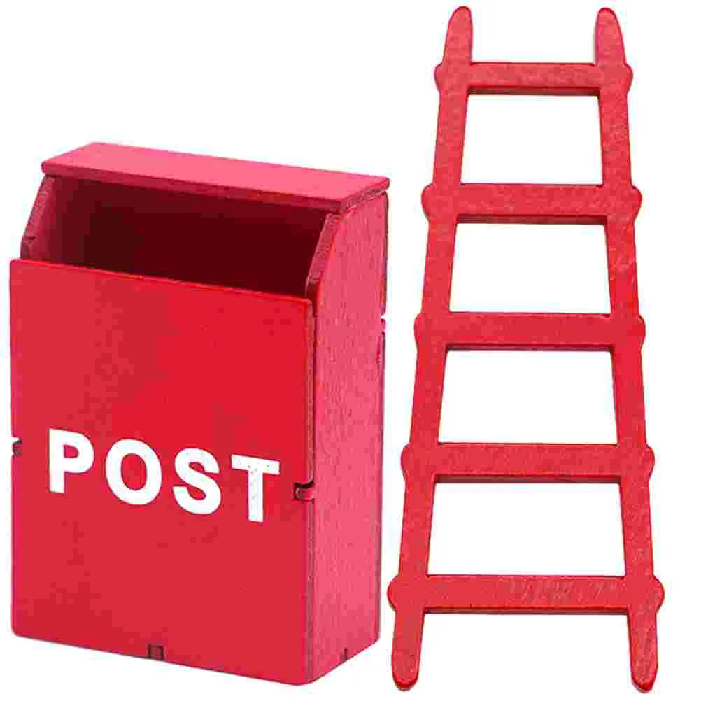 Dollhouse Desk Mini Landscape Decoration Micro Mailbox Christmas Ladder Educational Toy for Kids Prop Wooden Furniture Model