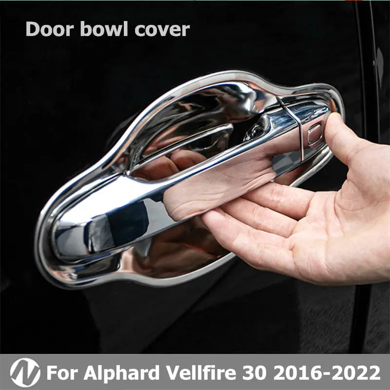 

Stainless Steel Door Handle Bowl Cover For Toyota Alphard Vellfire 2016-2022 2021 Decoration Trim Sticker Exterior Accessories