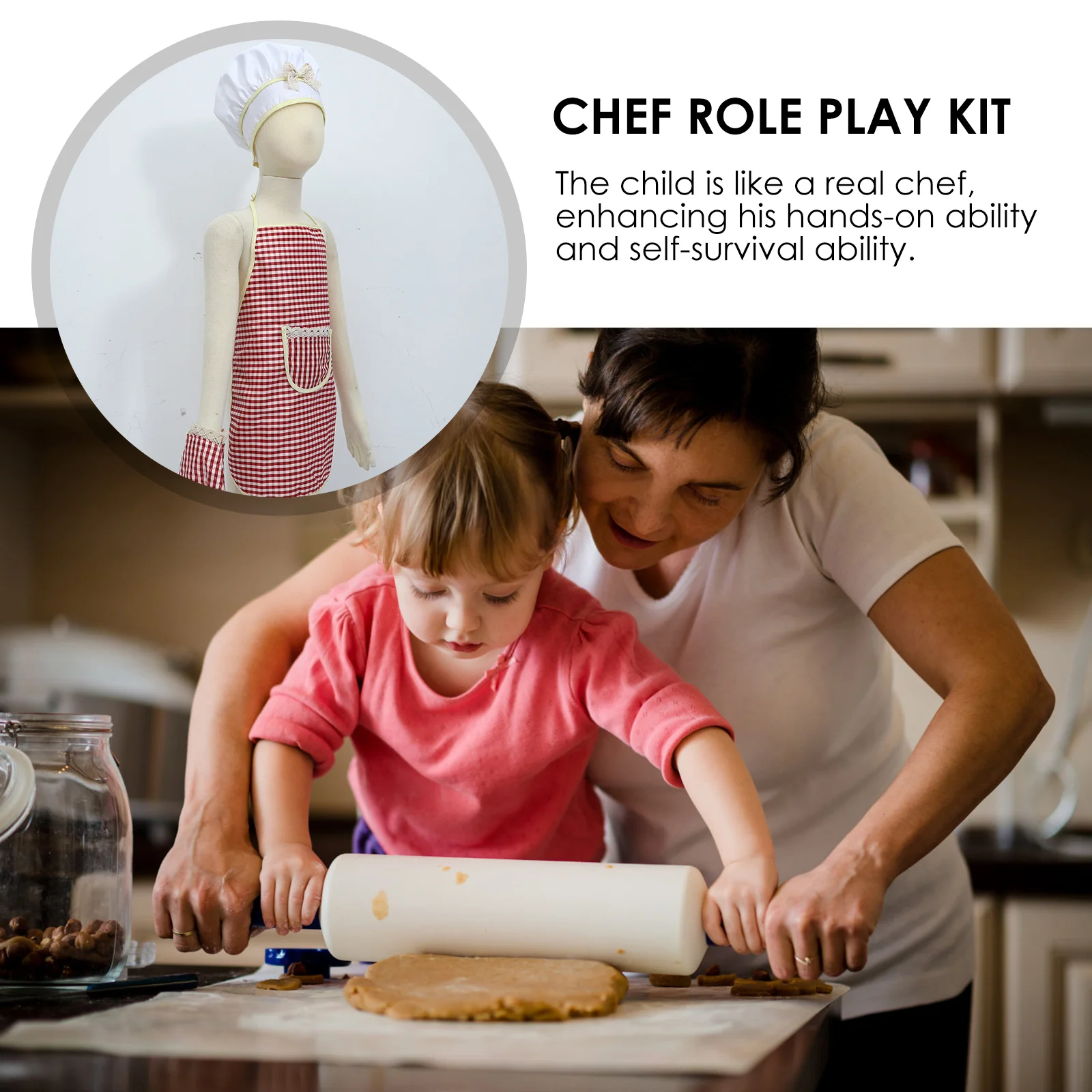

1Set Kids Baking Utensils Cloth Wood Pretend Play Cooking Set Creative Educational Chef Gift Kid Cooking Utensils