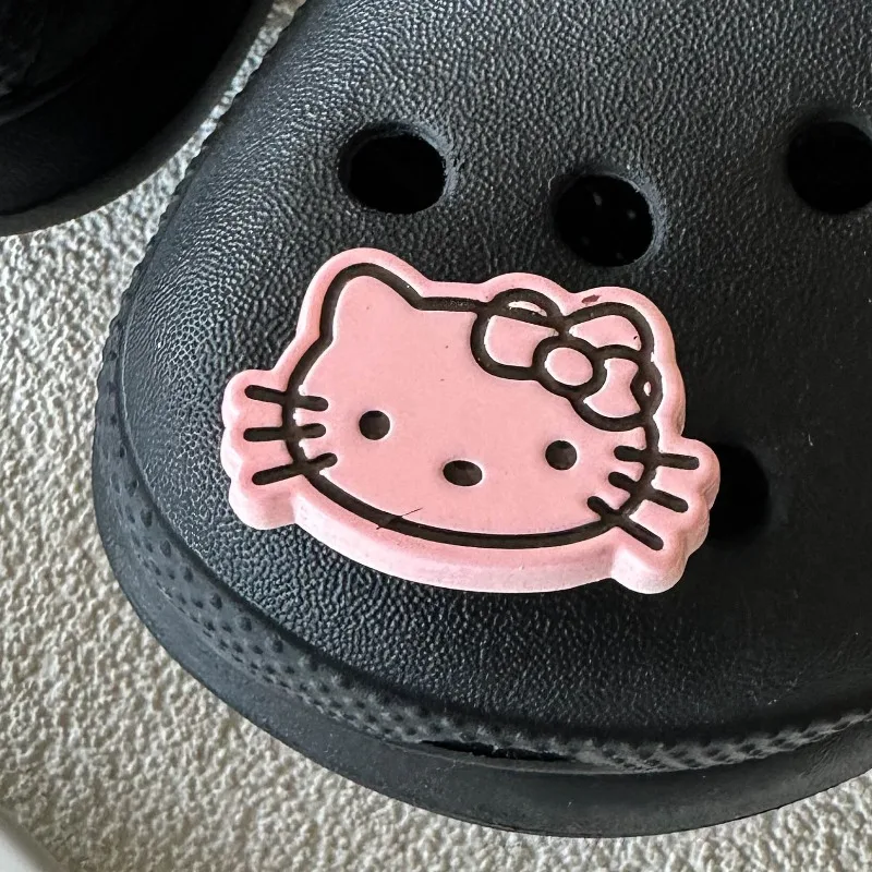 Black and Pink Retro Color Cute Hello Kitty Shoe Charms Accessories DIY Detachable Shoe Clips Elegant Women Girls Gifts image 4