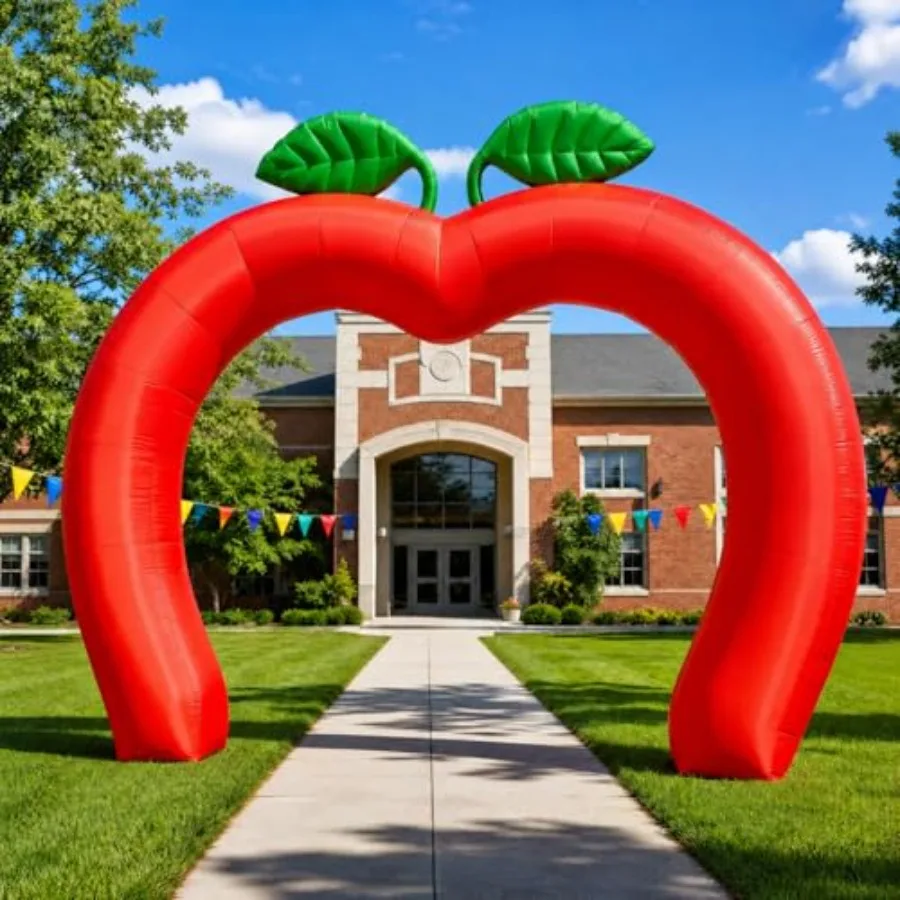 

Back to School inflatable arch for outdoor yard decoration, PVC material, blue and white color, built-in LED lights for first d