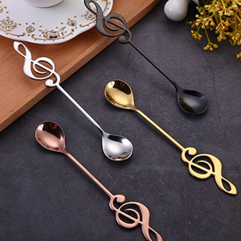 Stainless Steel Coffee Stirring Spoon Musical Note Spoon Mug Teaspoons Music Bar Ice Cream Creative Gift Spoon Kitchen Tableware