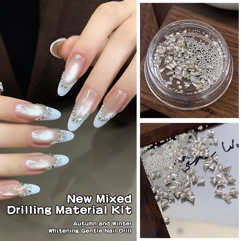 Schmetterling Knoten Kristall Zirkon Material Set Dreieck Runde T-förmigen Zirkon Nagel Dekoration Material DIY Nagel Kreatives Design