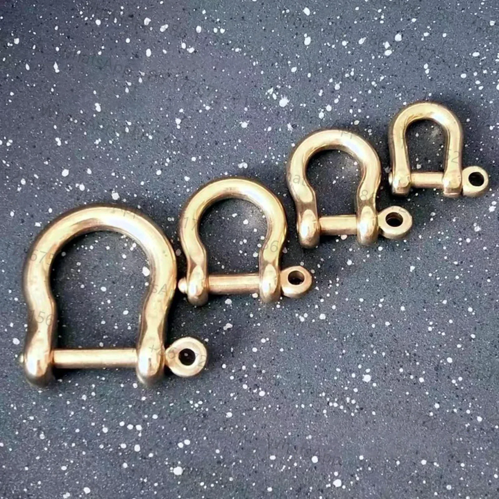 10pcs 6/7/10/15mm Solid Brass Carabiner D Bow Shackle Fob Keychain Hooks Screw Joint Connector Buckle U-shape Decor Leather Belt