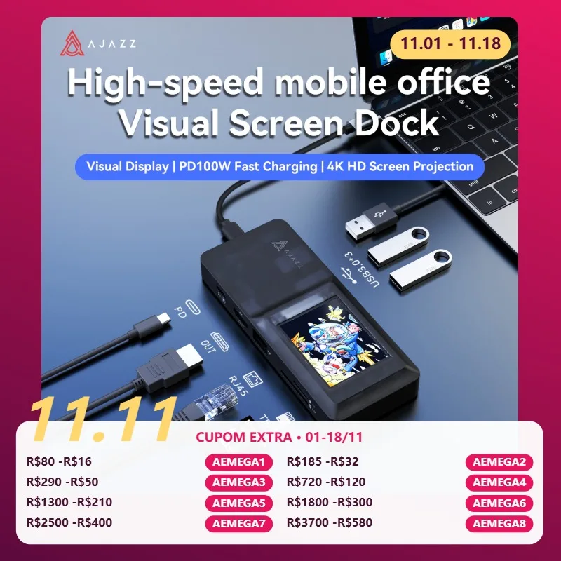 AJAZZ AKP01E Wired Desktop DIY Controller Mini Keyboard Dock with Screen Beautification Assistant