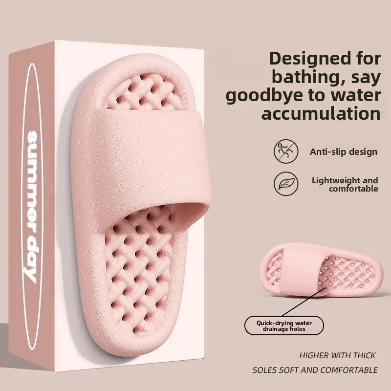 Bathroom Slippers Women's Summer Hollow Quick Dry Anti-Slip Indoor Home Couple Cool Slippers Men Breathable Drainage Slippers