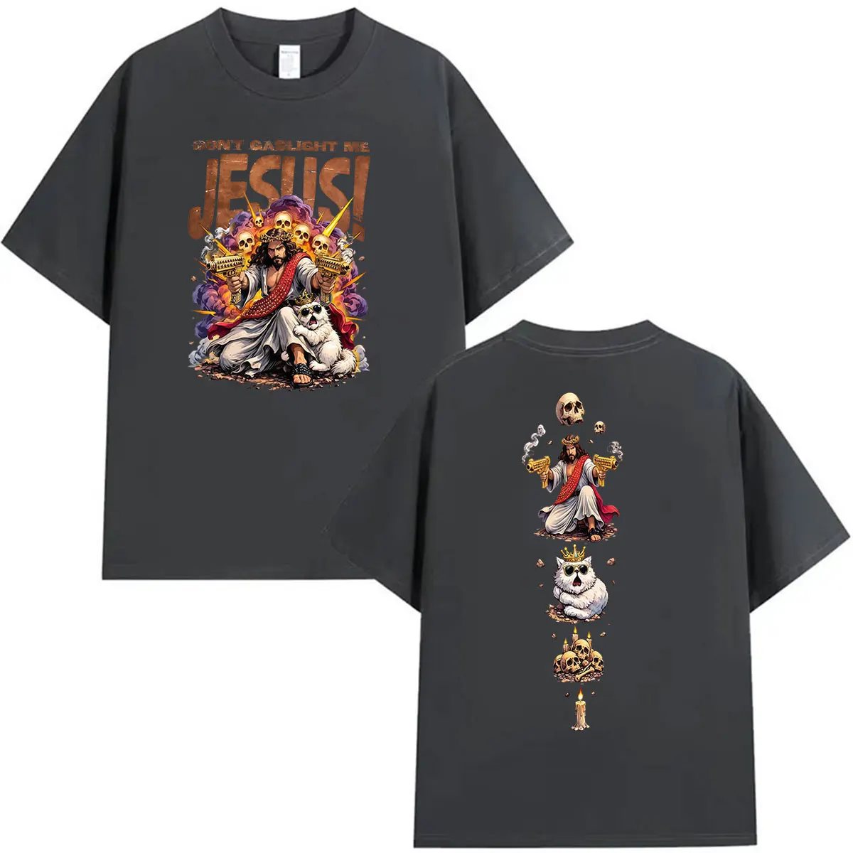 Jesus Don't Gaslight Me Grafik-T-Shirts, Dungeon Crawler Carl Game Player T-Shirt, Herren-T-Shirt im Vintage-Stil, modische Baumwoll-Kurzarm-T-Shirts – Detail 5