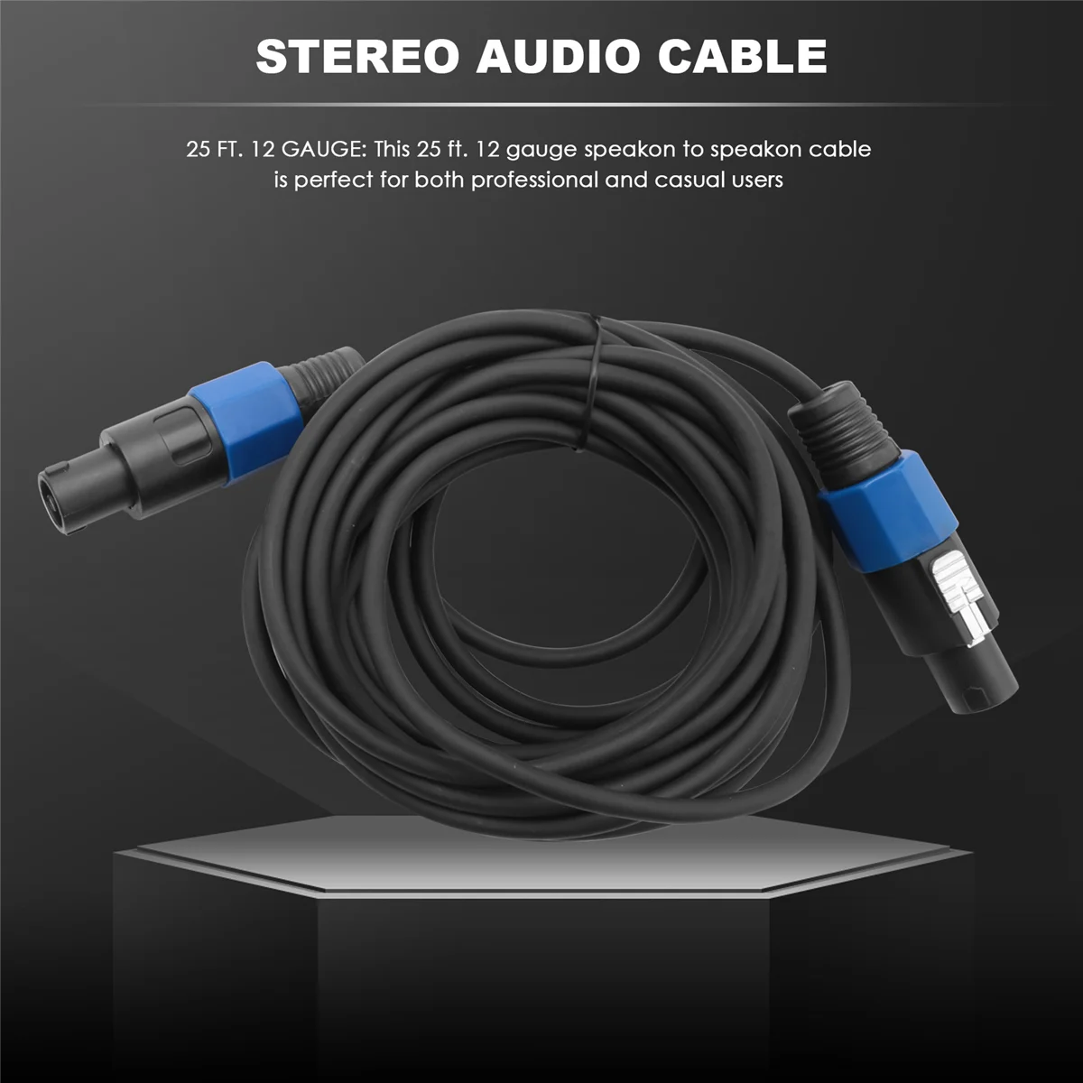 Paquete de 2 Cables Speakon a Speakon macho de 25 pies, Cable de Audio profesional AWG de calibre 12, Cable de altavoz para DJ con bloqueo giratorio, oferta