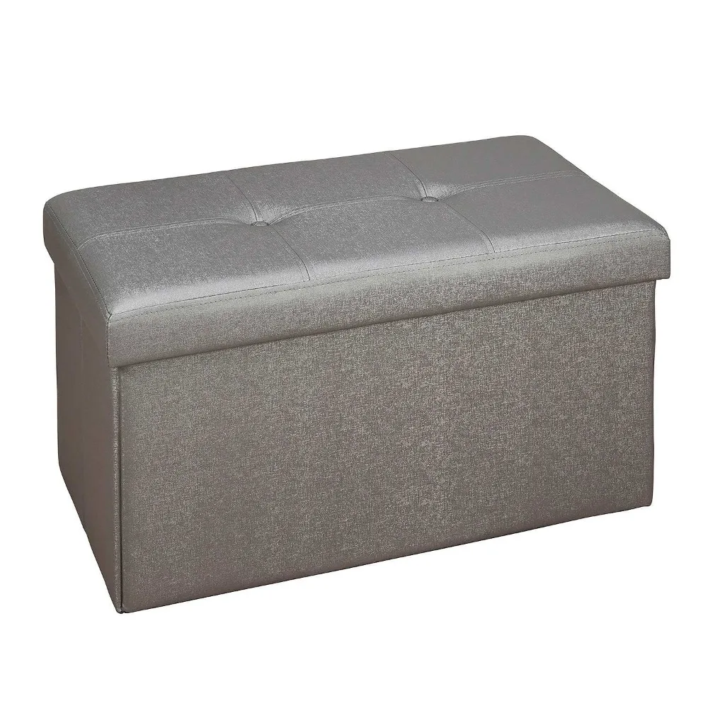 Simplify Faux Leather Double Folding Storage Ottoman