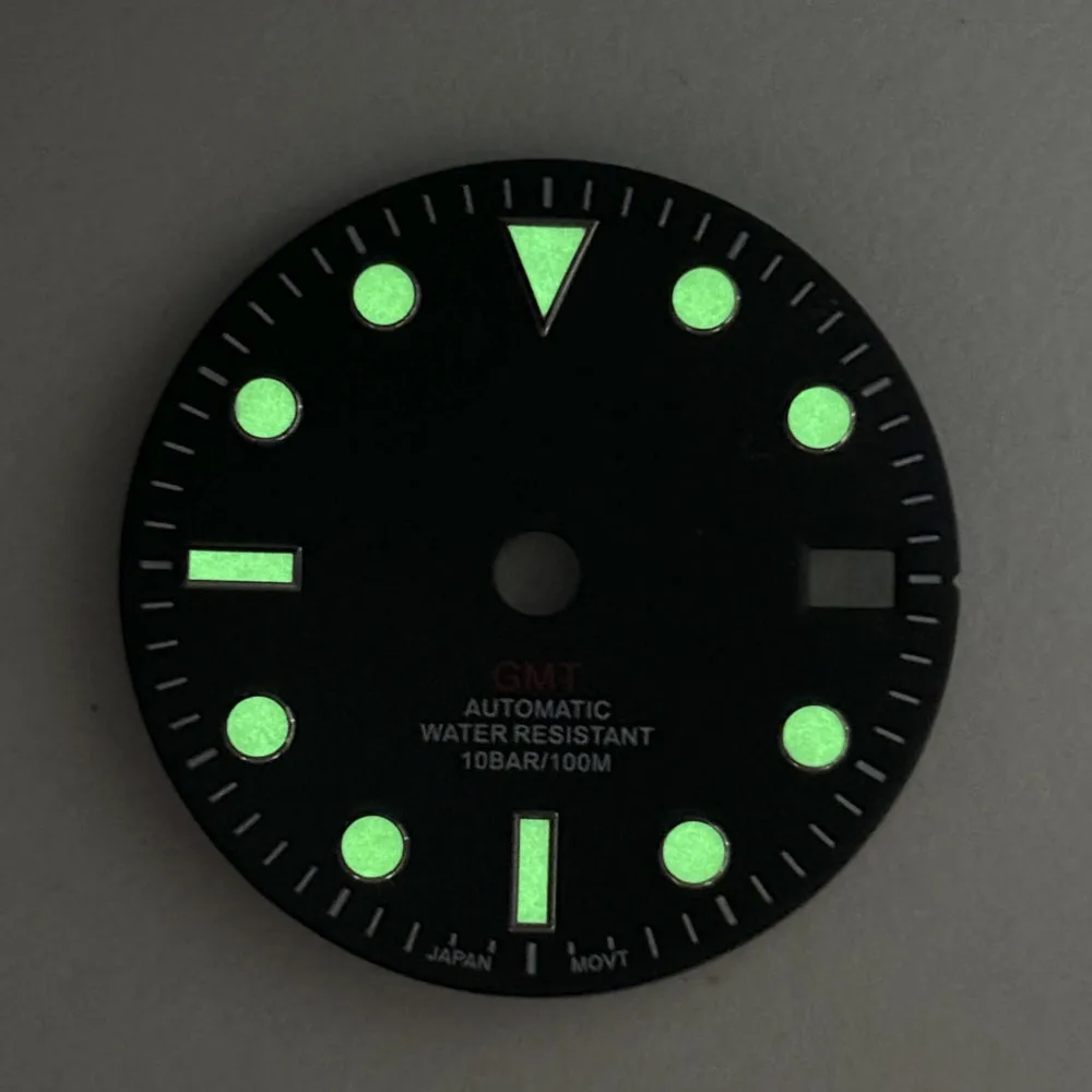 28.5mm Green Luminous High Quality GMT SUB Watch S Logo Dial Green Blue Red Black Orange GMT Mark s Dial gmt NH dial 34 Movement