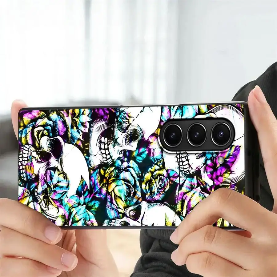 Skull Art Case for Samsung Galaxy Z Fold 7 6 5 4 3 ZFold6 ZFold3 ZFold5 ZFold7 ZFold4 Back Phone Cover
