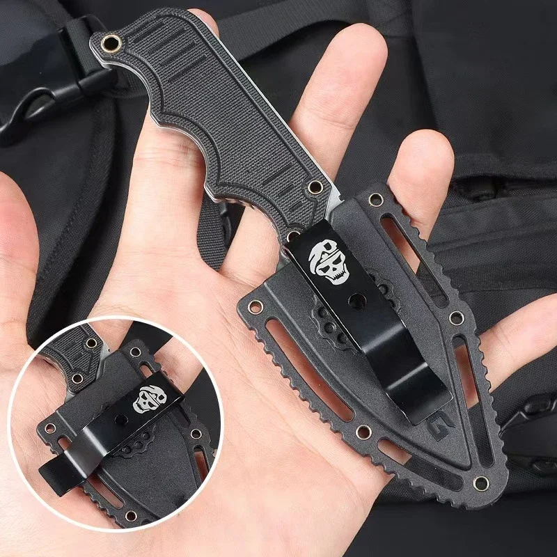 

High end small straight knife, mini neck keychain knife, G10 handle with ABS sheath outdoor EDC camping survival tool knife