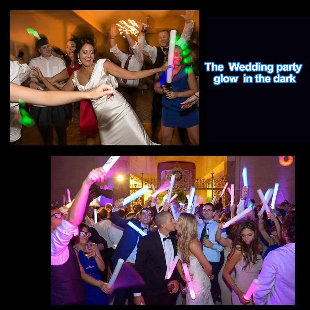 102 عصي إسفنجية متوهجة LED، 3 أوضاع من لوازم الحفلات المتوهجة المتغيرة والألوان، مناسبة لحفلات الزفاف وأعياد الميلاد والكرنفالات والحفلات الموسيقية والتخييم وعيد الشكر والهالوين وعيد الميلاد