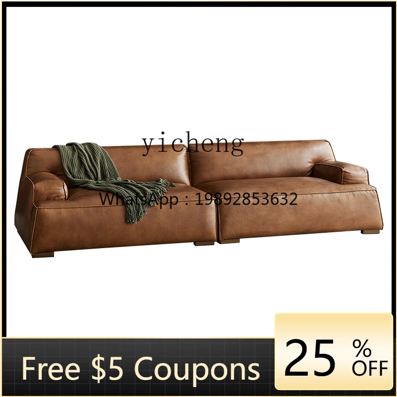 

Zf Minimalist Leather Sofa Small Apartment Light Luxury Three-Seat Straight Row Living Room Leather Sofa