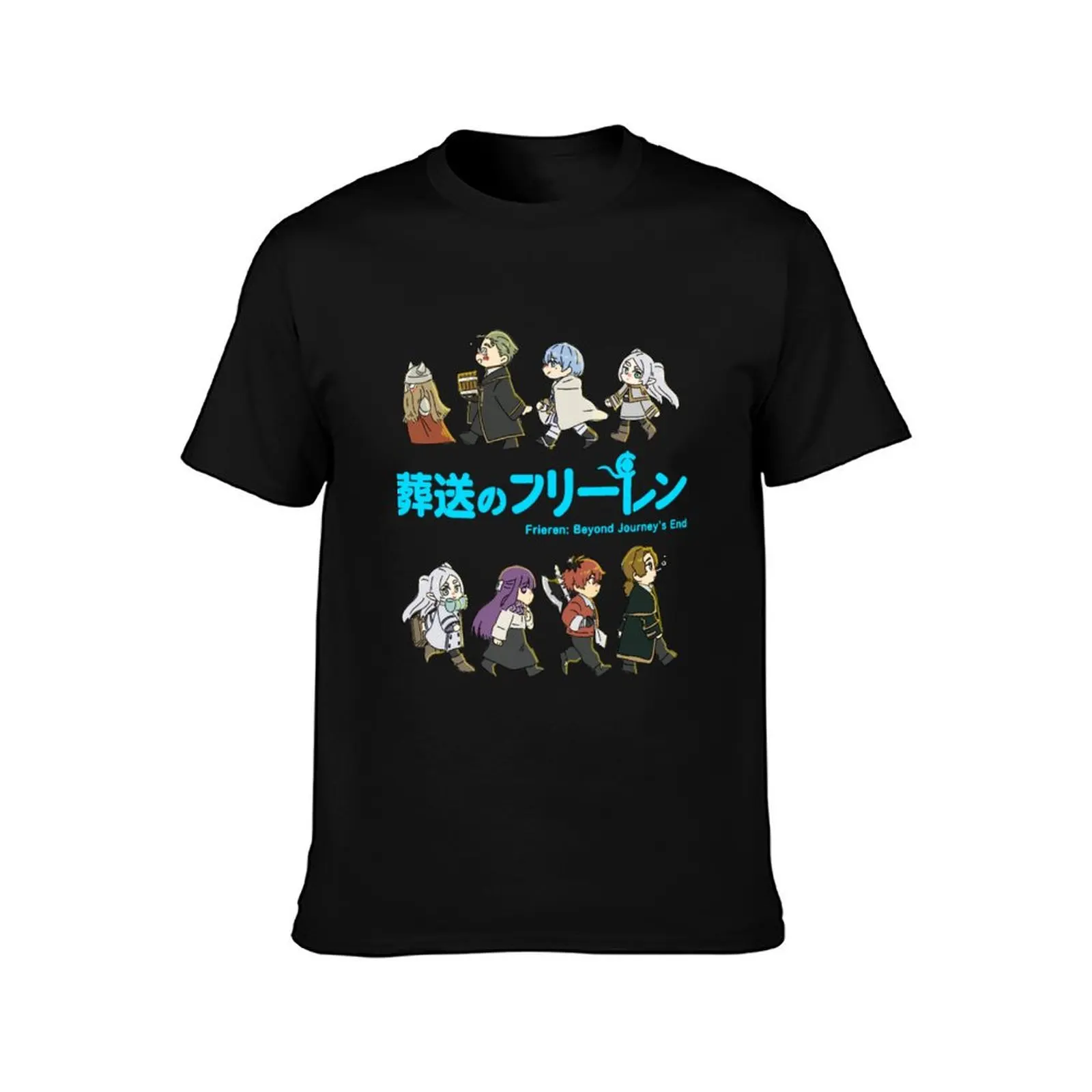 Frieren :Beyond Journey's End Full character T-Shirt Summer Casual Cotton Tee Oversized Streetwear Tops Vintage Graphic Print