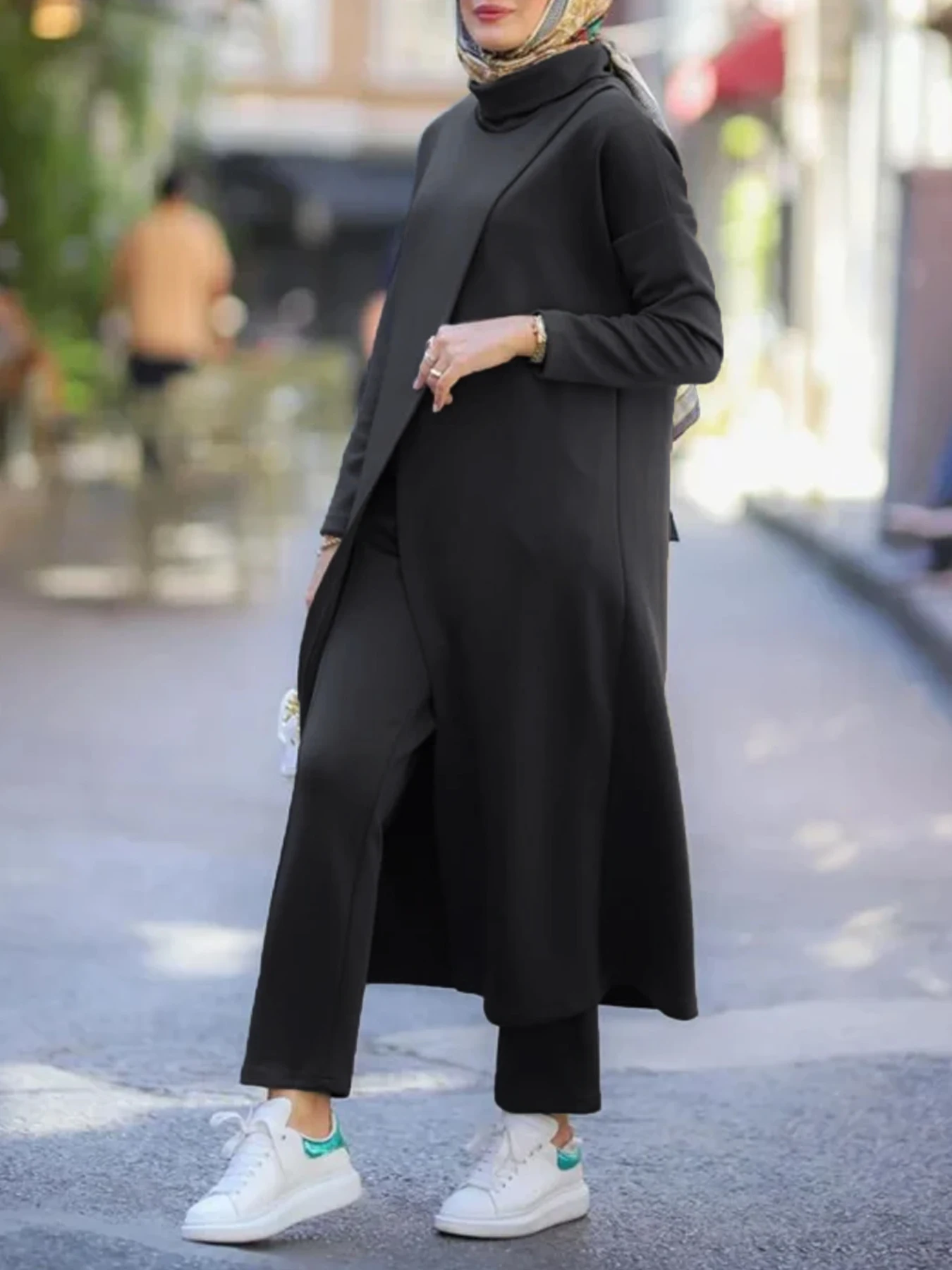 Women Black Abaya Two Piece Se - Abaya Modest Wear 评论和价格