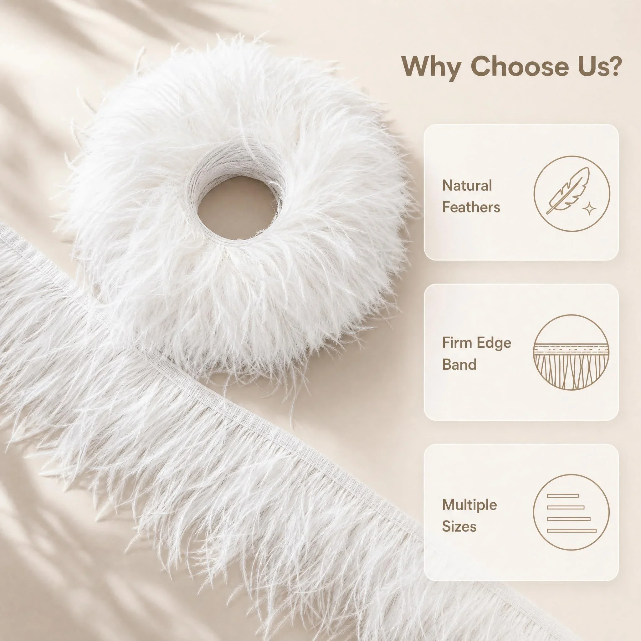1-10M White Ostrich Feather Ribbon Trim 10-13cm 13-15cm Long Plumes for Bridal Dress Sewing Costume DIY Accessories