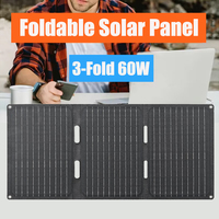 60W Foldable Solar Panel 3-Fold USB Type-C Folding Bag Power Charger For Phone Outdoor Hiking Camping Mobile Power Supplies
