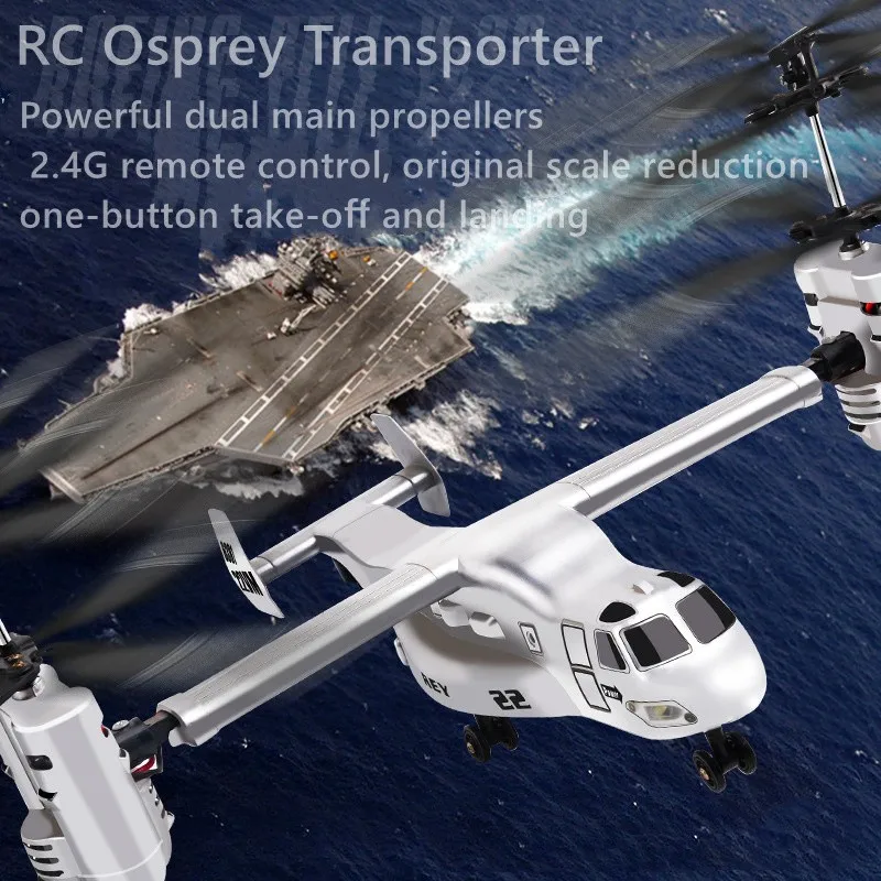 2.4GHz 3D Osprey RC Helicopter Transport Aircraft Remote Control Model Drone Very Stable Toy Ready to Fly with Gyro LED Light