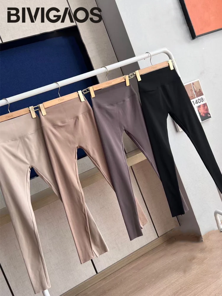 BIVIIncome OS-Leggings en peau de requin brossée sans couture pour femme, leggings de sport chauds, taille moyenne et haute, coupe couvertes, décontracté, début de l'automne, nouveau