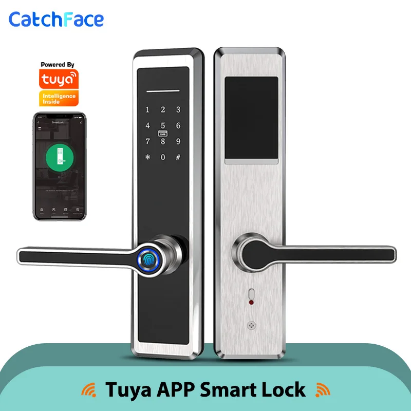 Stainless Steel Electronic Fingerprint Door Lock Digital Smart Lock With WiFi TUYA APP Password IC Card Unlock For Home Security