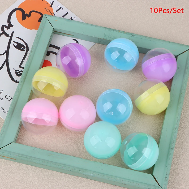 10Pcs 45mm Plastic PP Toy Half Transparent Colorful Ball Easy Open Lock Amusement for Vending Machine