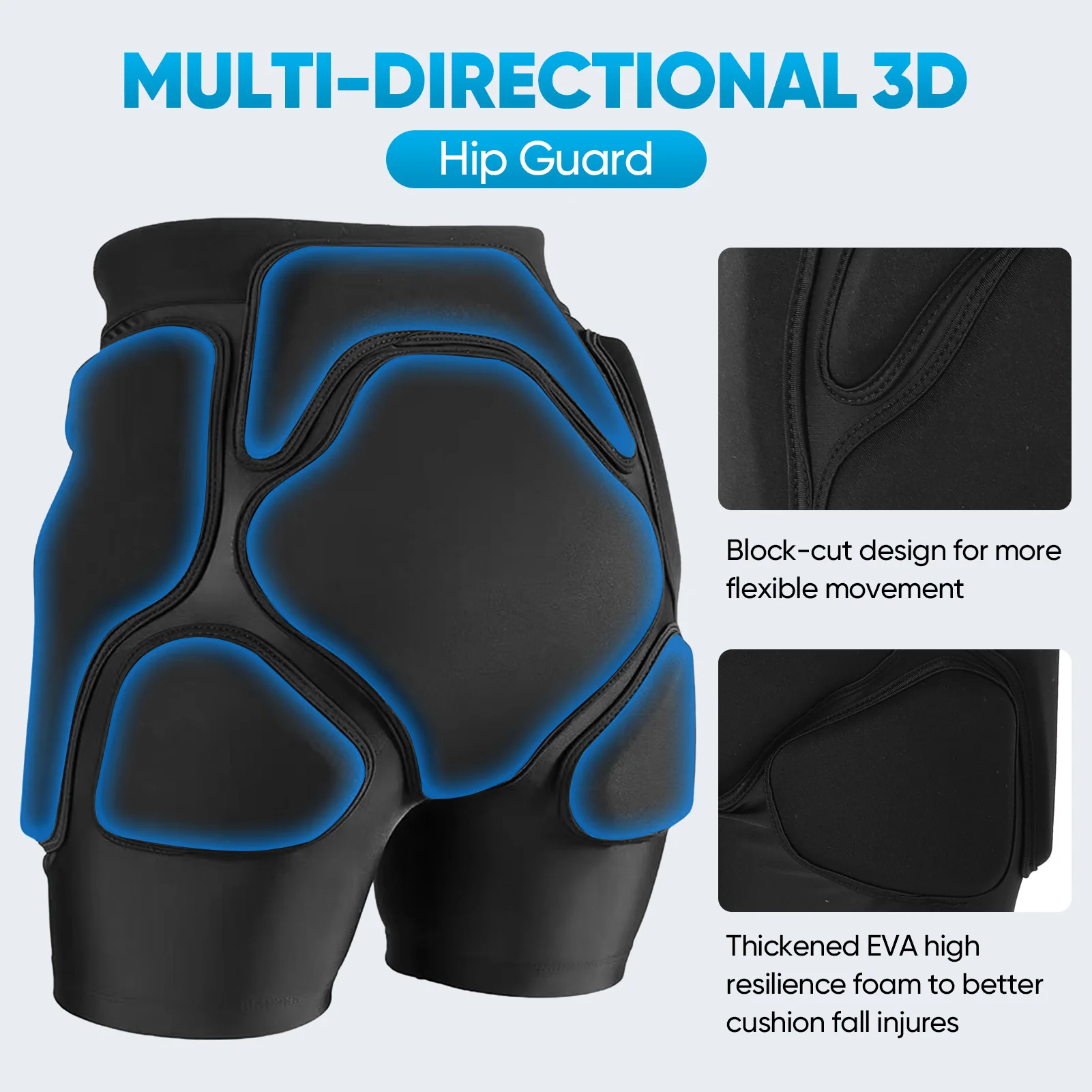 Protective Padded Shorts EVA Tailbone Pad for Skating Skateboarding Skiing Snowboarding