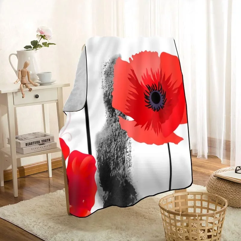 Nuovo arrivo Poppies coperte di fiori stampa coperta morbida coperta da casa/divano/biancheria da letto coperta da viaggio portatile per adulti