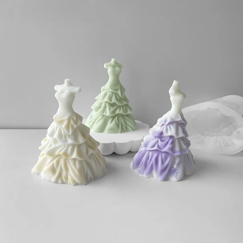 3D Wedding Dress Aroma Candle Plaster Mold DIY Wedding Dresses Skirts Drip Aroma Molds