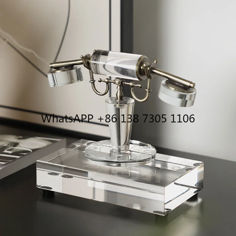

Light luxury American retro crystal telephone ornament Sales office Villa club Republic of China style soft decoration jewelry