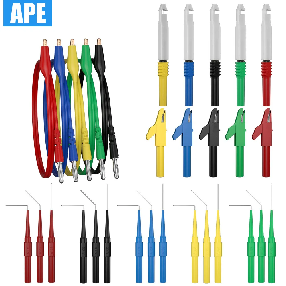 30pcs Multimeter Test Lead Kit 4MM Banana Plug to Alligator Clip Test Lead with Test Probe Back Probes Kit Alligator Clip